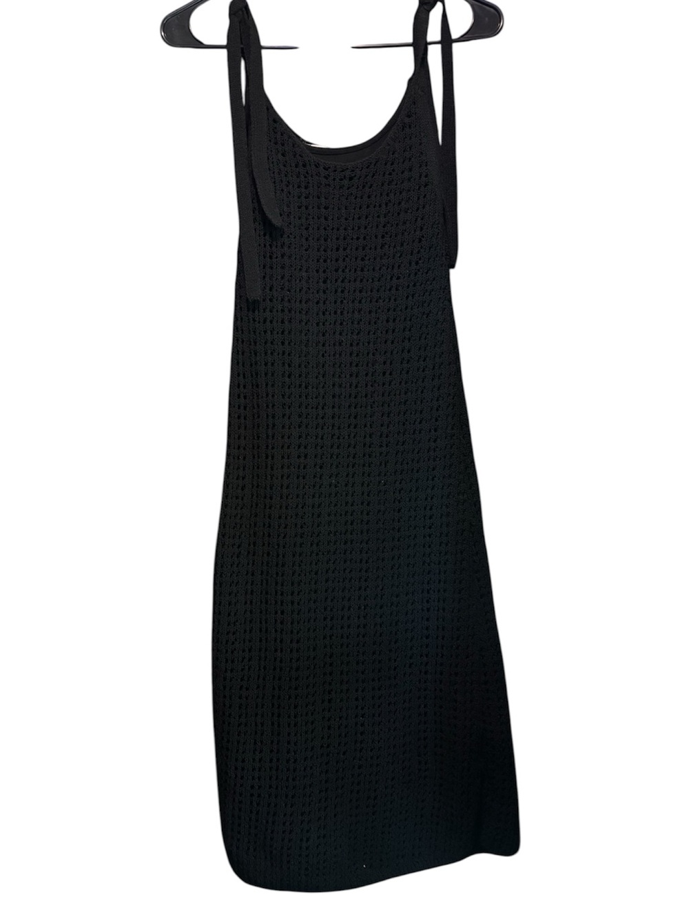 ZARA Black Crochet Knit Sleeveless Cami Camisole Mini A-line Tank Dress Size S
